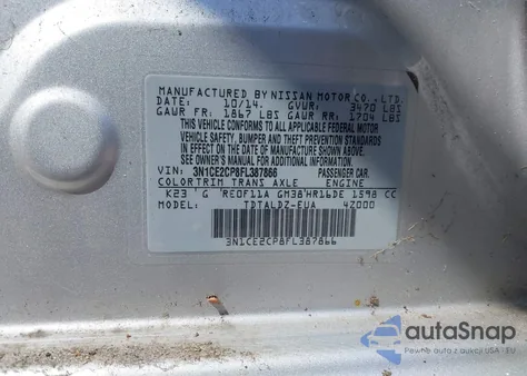 2015 Nissan Versa Note Sv z USA, uszkodzony, nr VIN 3N1CE2CP8FL387866